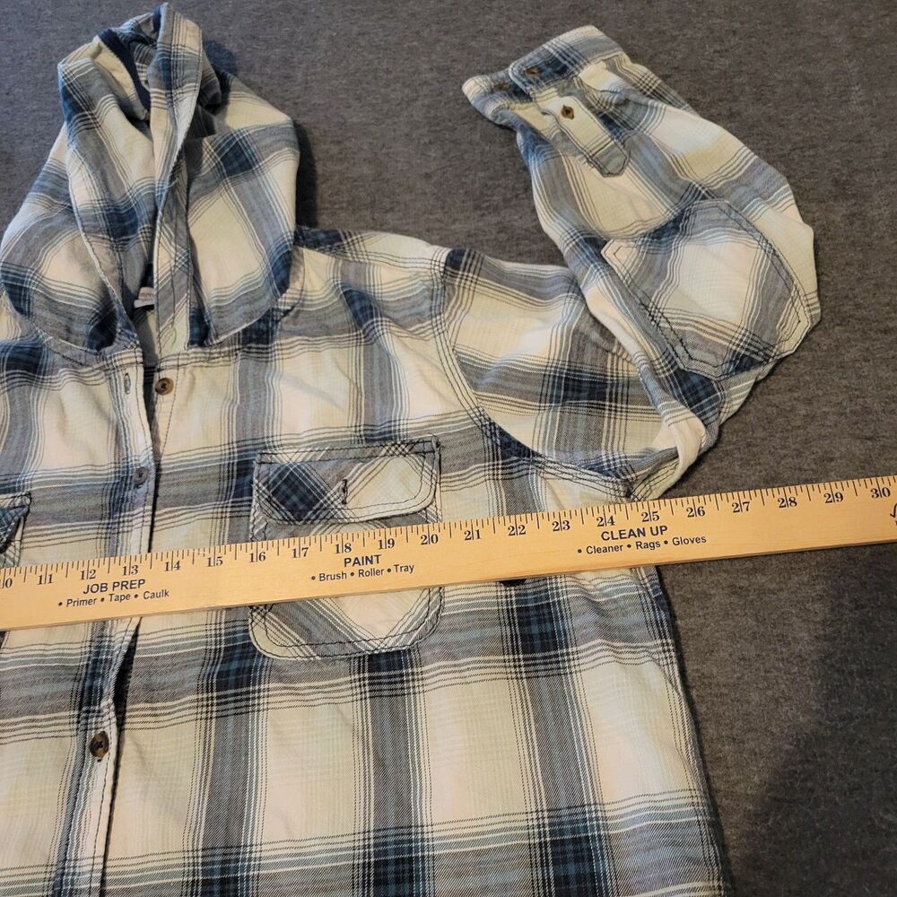 Carhartt XXL size 20 button front hoodie top tunic plaid pockets longsleeve - Picture 13 of 14